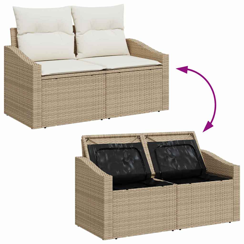 Conjunto de sofás de jardín con cojín 13 pcs Beige Poliratán