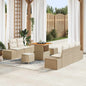 Garden Sofa Set with Cushions 8 pcs Beige Poly Rattan