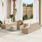 Garden Sofa Set with Cushions 8 pcs Beige Poly Rattan