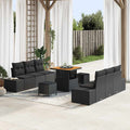 Conjunto de sofás de jardín con cojín 9 pcs Negro Poliratán