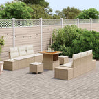 Conjunto de sofás de jardín con cojín 9 pcs Beige Poliratán