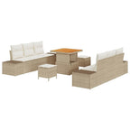 Conjunto de sofás de jardín con cojín 9 pcs Beige Poliratán