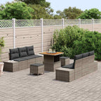 Conjunto de sofás de jardín con cojín 9 pcs Gris Poliratán