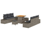 Conjunto de sofás de jardín con cojín 9 pcs Gris Poliratán