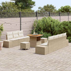 Conjunto de sofás de jardín con cojín 10 pcs Beige Poliratán