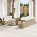 Conjunto de sofás de jardín con cojín 10 pcs Beige Poliratán