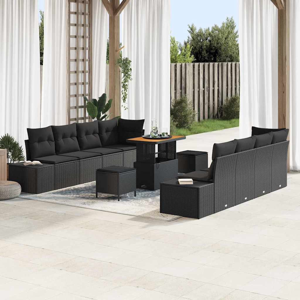 Conjunto de sofás de jardín Manual 4 pcs Gris ratán sintético