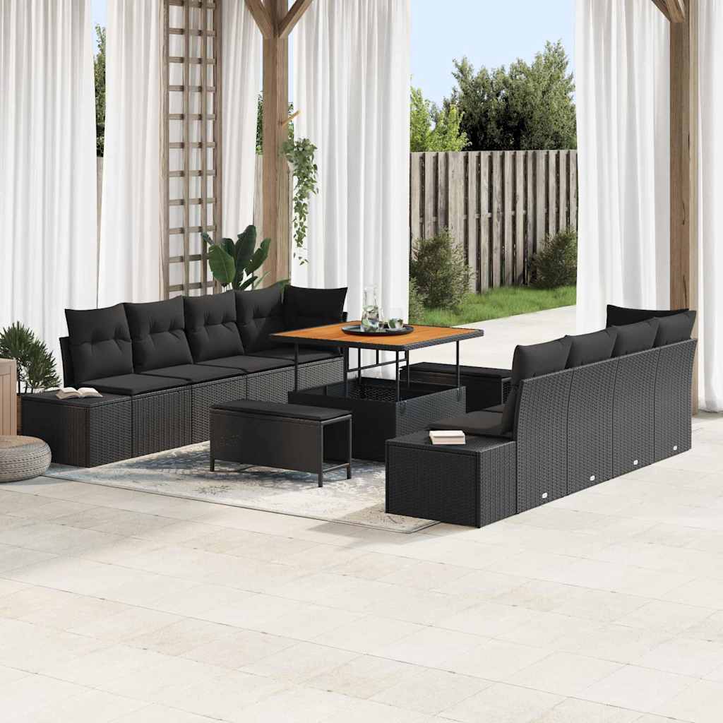 Conjunto de sofás de jardín Manual 4 pcs Gris ratán sintético