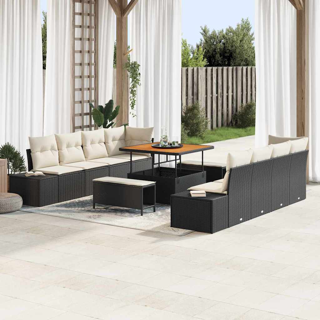Conjunto de sofás de jardín Manual 4 pcs Gris ratán sintético