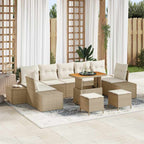 Conjunto de sofás de jardín con cojín 10 pcs Beige Poliratán