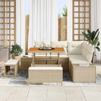 Conjunto de sofás de jardín con cojín 8 pcs Beige Poliratán