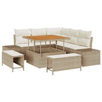 Conjunto de sofás de jardín con cojín 8 pcs Beige Poliratán