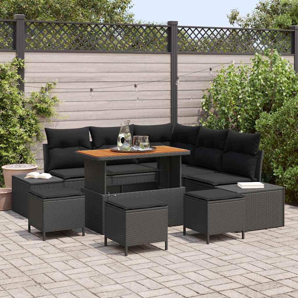 Conjunto de sofás de jardín con cojín 8 pcs Beige Poliratán