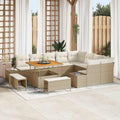 Conjunto de sofás de jardín con cojín 12 pcs Beige Poliratán