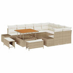 Conjunto de sofás de jardín con cojín 12 pcs Beige Poliratán