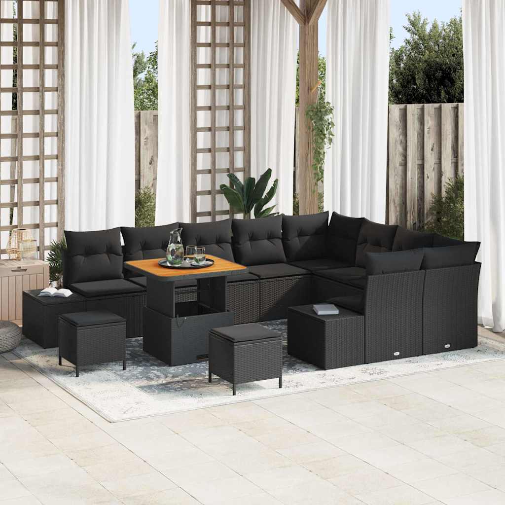 Conjunto de sofás de jardín con cojín 12 pcs Beige Poliratán
