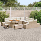 Conjunto de sofás de jardín con cojín 13 pcs Beige Poliratán