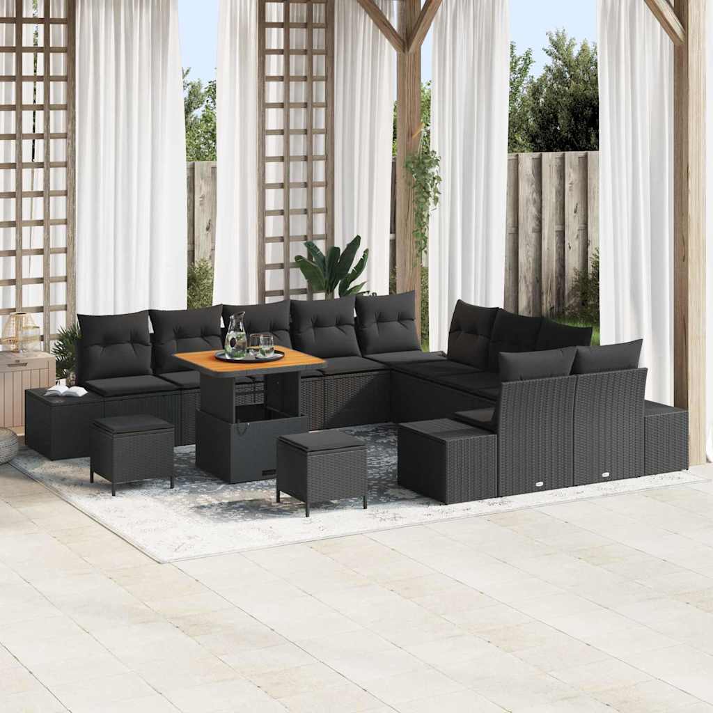 Conjunto de sofás de jardín con cojín 13 pcs Beige Poliratán