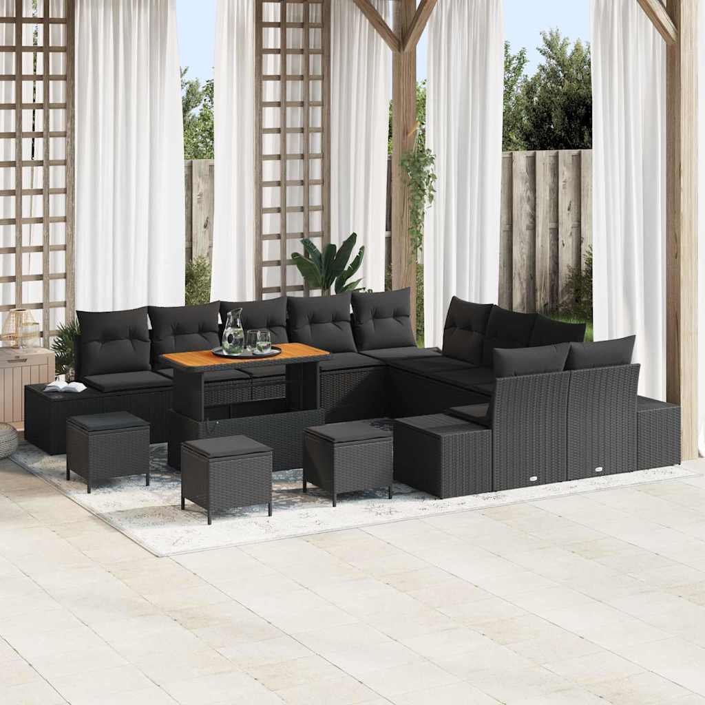 Conjunto de sofás de jardín con cojín 13 pcs Beige Poliratán