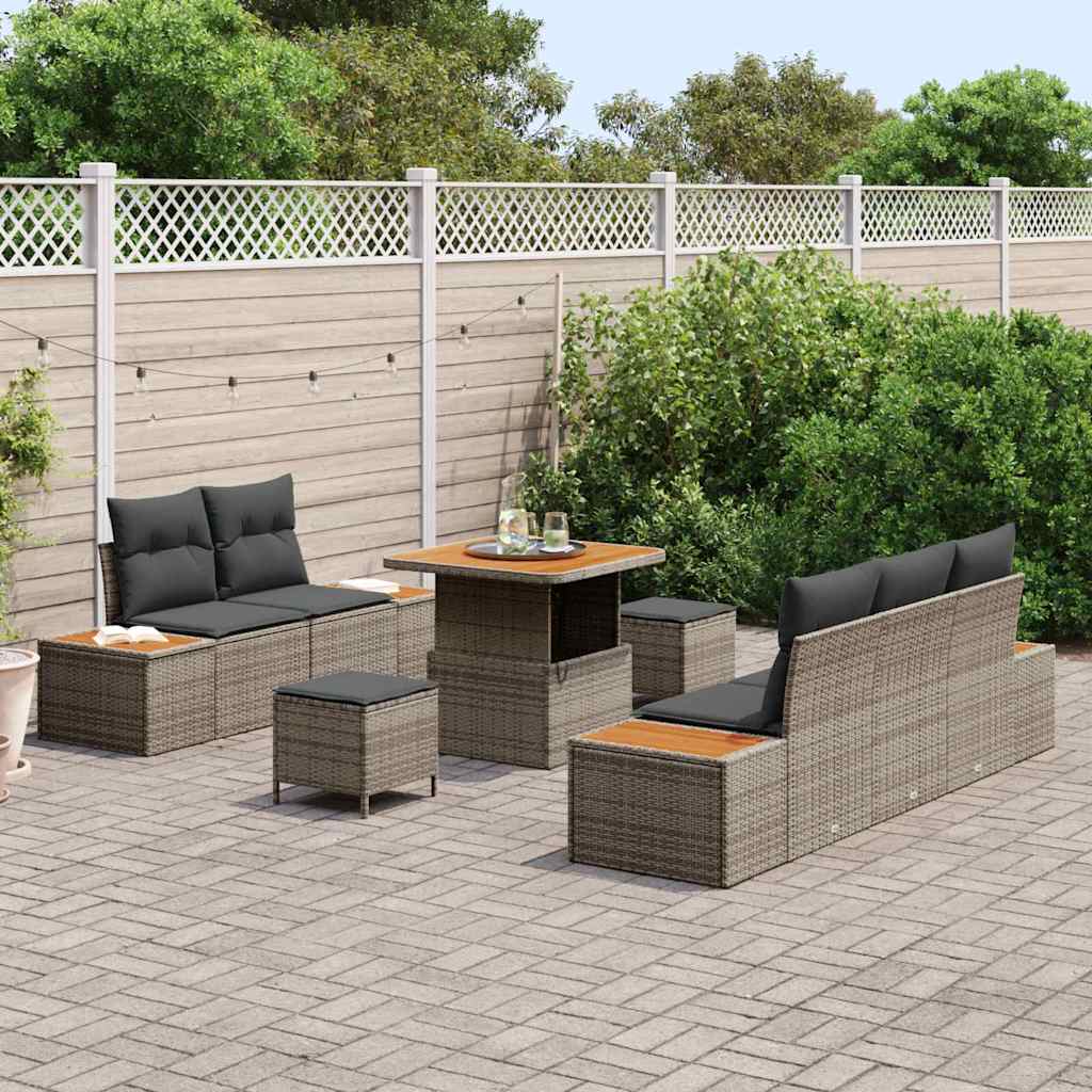 Conjunto de sofá de jardín 8 pcs Gris Claro y Gris Oscuro