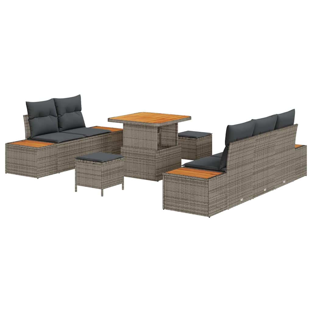 Conjunto de sofá de jardín 8 pcs Gris Claro y Gris Oscuro