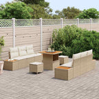 Conjunto de sofás de jardín con cojín 9 pcs Beige Poliratán