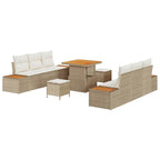 Conjunto de sofás de jardín con cojín 9 pcs Beige Poliratán