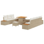 Conjunto de sofás de jardín con cojín 10 pcs Beige Poliratán
