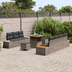 Conjunto de sofás de jardín con cojín 10 pcs Gris Poliratán