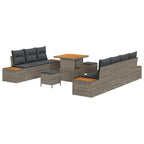 Conjunto de sofás de jardín con cojín 10 pcs Gris Poliratán