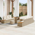 Conjunto de sofás de jardín con cojín 10 pcs Beige Poliratán