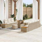 Conjunto de sofás de jardín con cojín 10 pcs Beige Poliratán