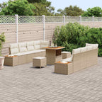 Conjunto de sofás de jardín con cojín 11 pcs Beige Poliratán