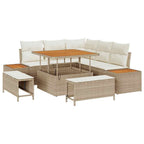 Conjunto de sofás de jardín con cojín 8 pcs Beige Poliratán