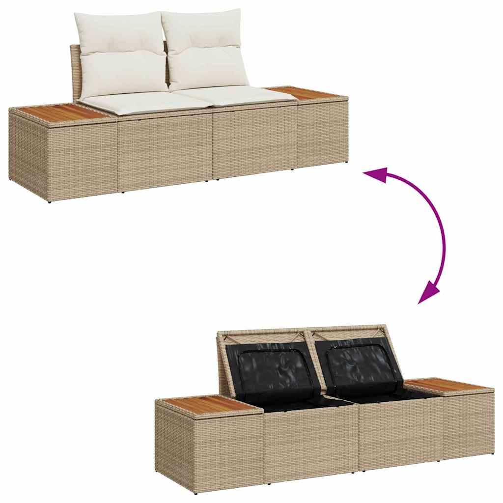 Conjunto de sofás de jardín con cojín 8 pcs Beige Poliratán