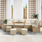 Conjunto de sofás de jardín con cojín 10 pcs Beige Poliratán