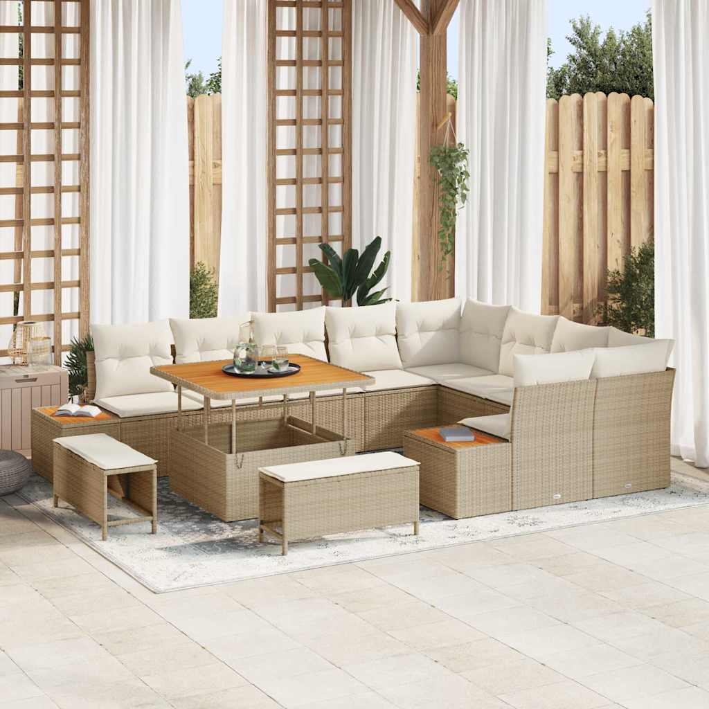 Conjunto de sofás de jardín 8 pcs Beige y ratán sintético
