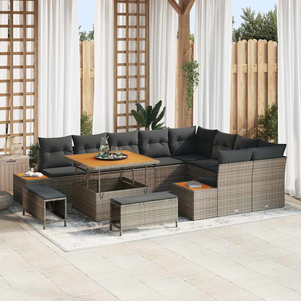 Conjunto de sofás de jardín 8 pcs Beige y ratán sintético
