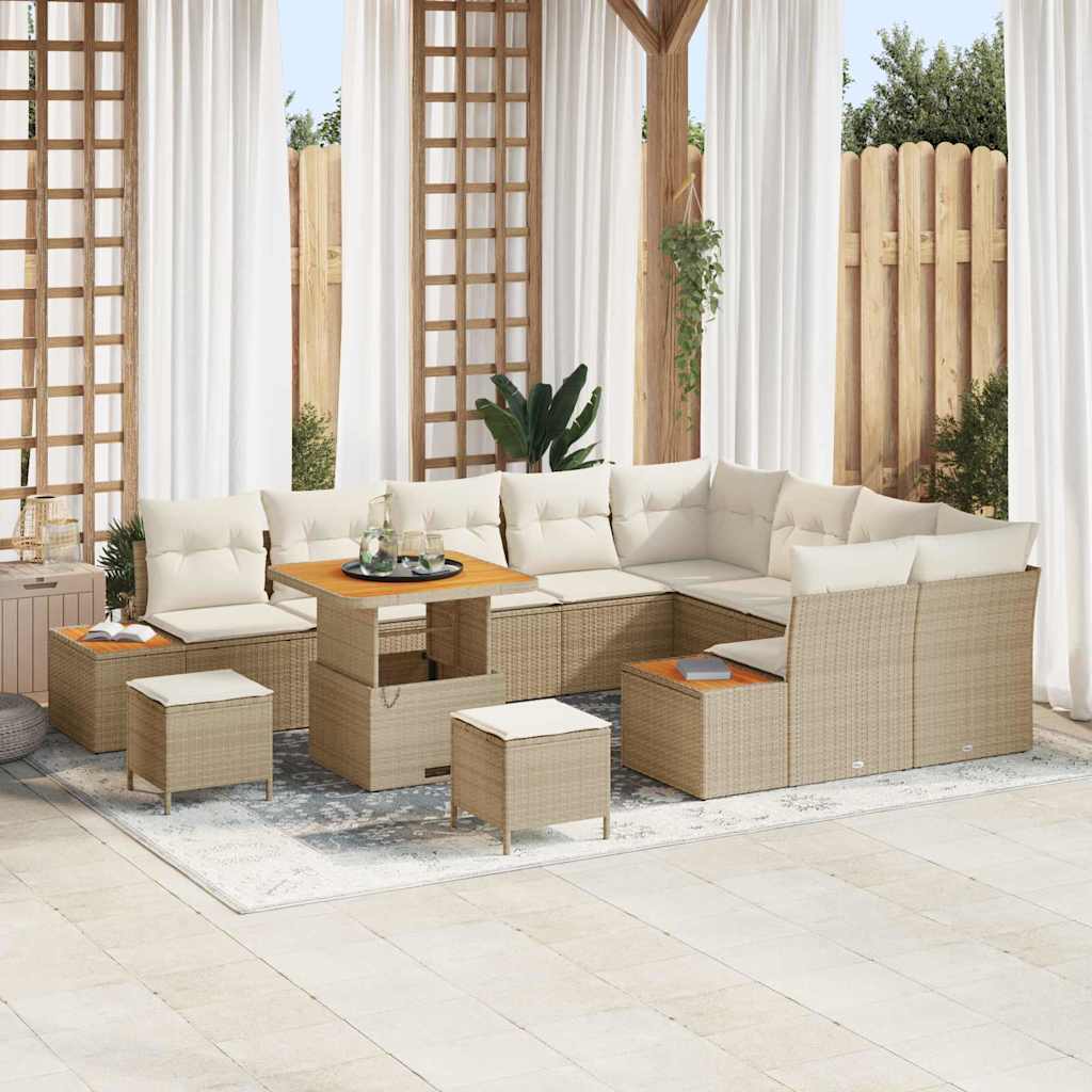Conjunto de sofás de jardín 8 pcs Beige y ratán sintético