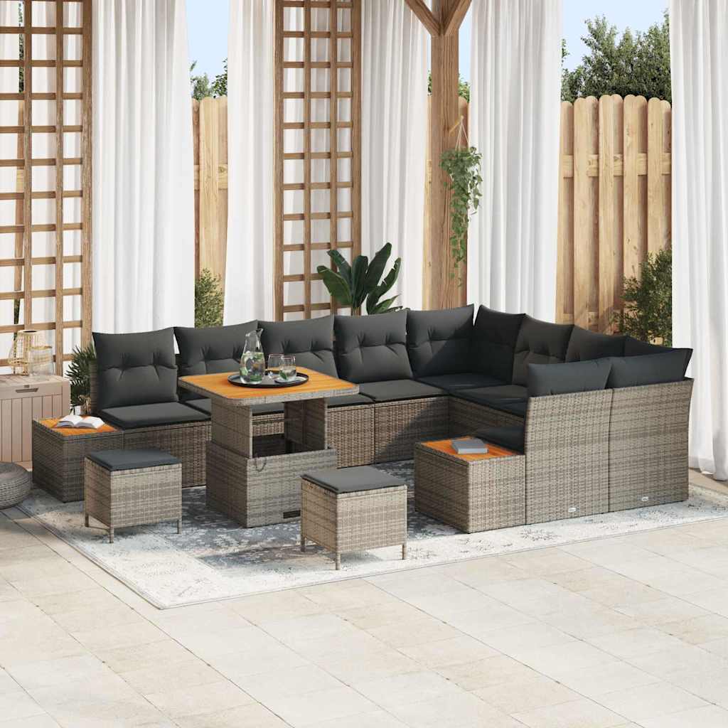 Conjunto de sofás de jardín 8 pcs Beige y ratán sintético