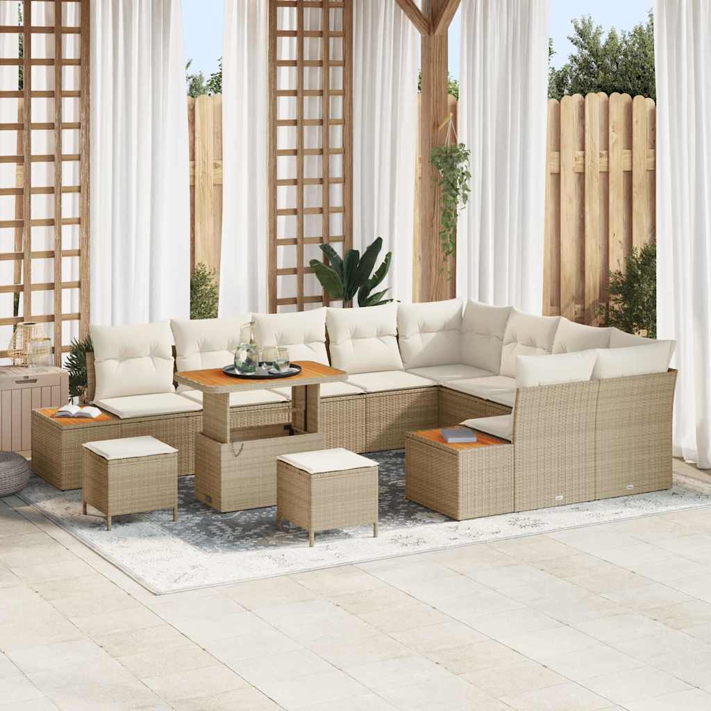 Conjunto de sofás de jardín 8 pcs Beige y ratán sintético