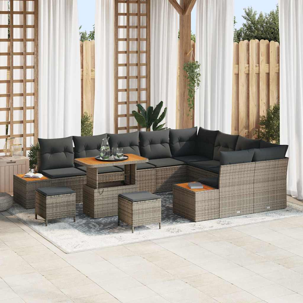 Conjunto de sofás de jardín 8 pcs Beige y ratán sintético