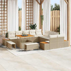 Conjunto de sofás de jardín con cojín 13 pcs Beige Poliratán