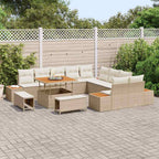 Conjunto de sofás de jardín con cojín 13 pcs Beige Poliratán