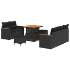 Conjunto de sofás de jardín 10 pcs Negro ratán sintético