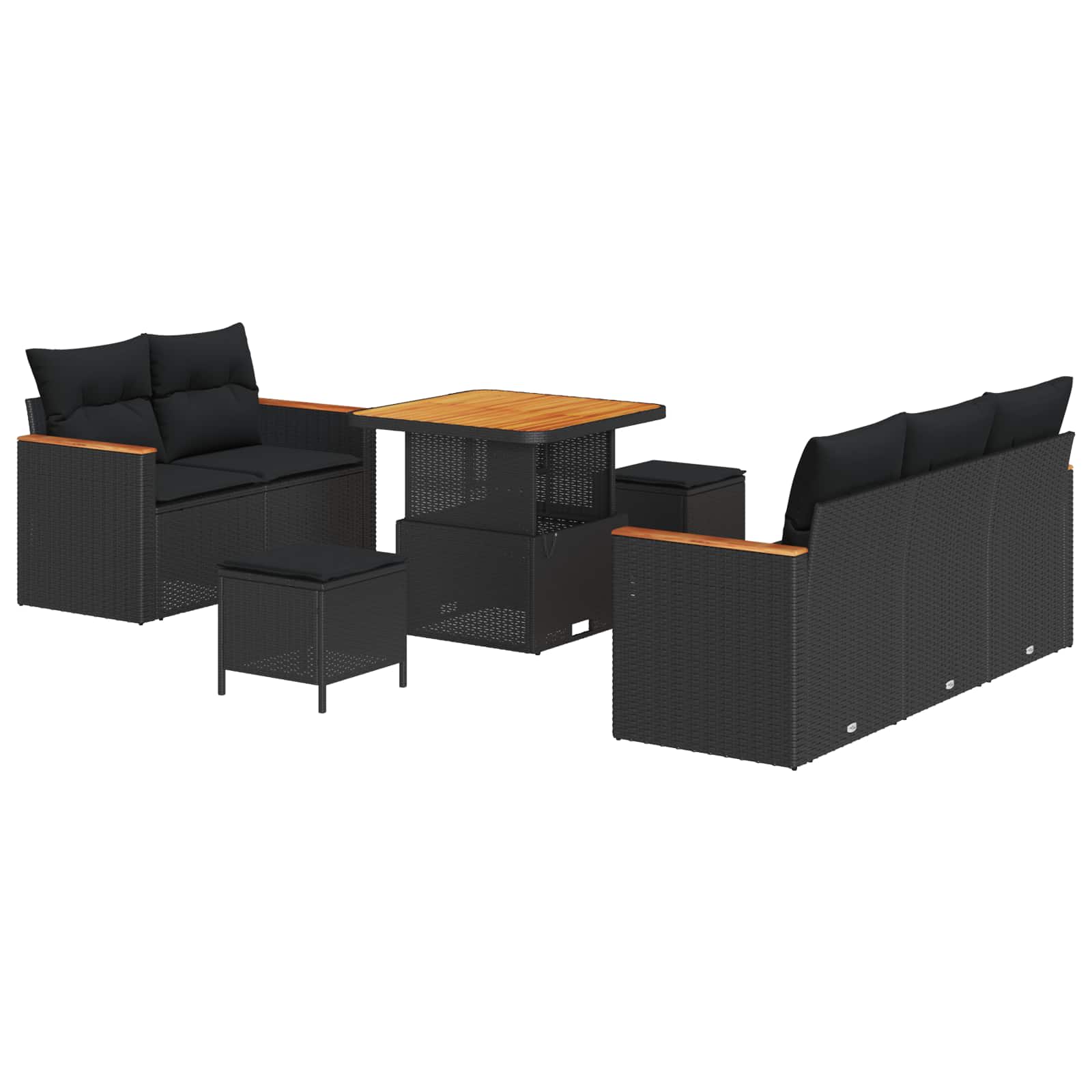 Conjunto de sofás de jardín 10 pcs Negro ratán sintético