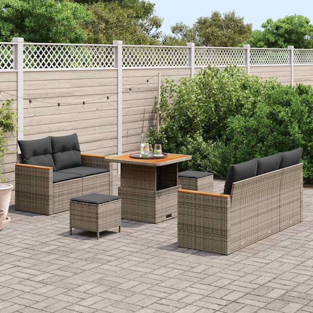 Conjunto de sofás de jardín 10 pcs Gris ratán sintético