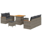 Conjunto de sofás de jardín 10 pcs Gris ratán sintético