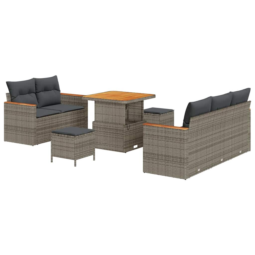 Conjunto de sofás de jardín 10 pcs Gris ratán sintético