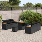 Conjunto de sofás de jardín 11 pcs Negro ratán sintético
